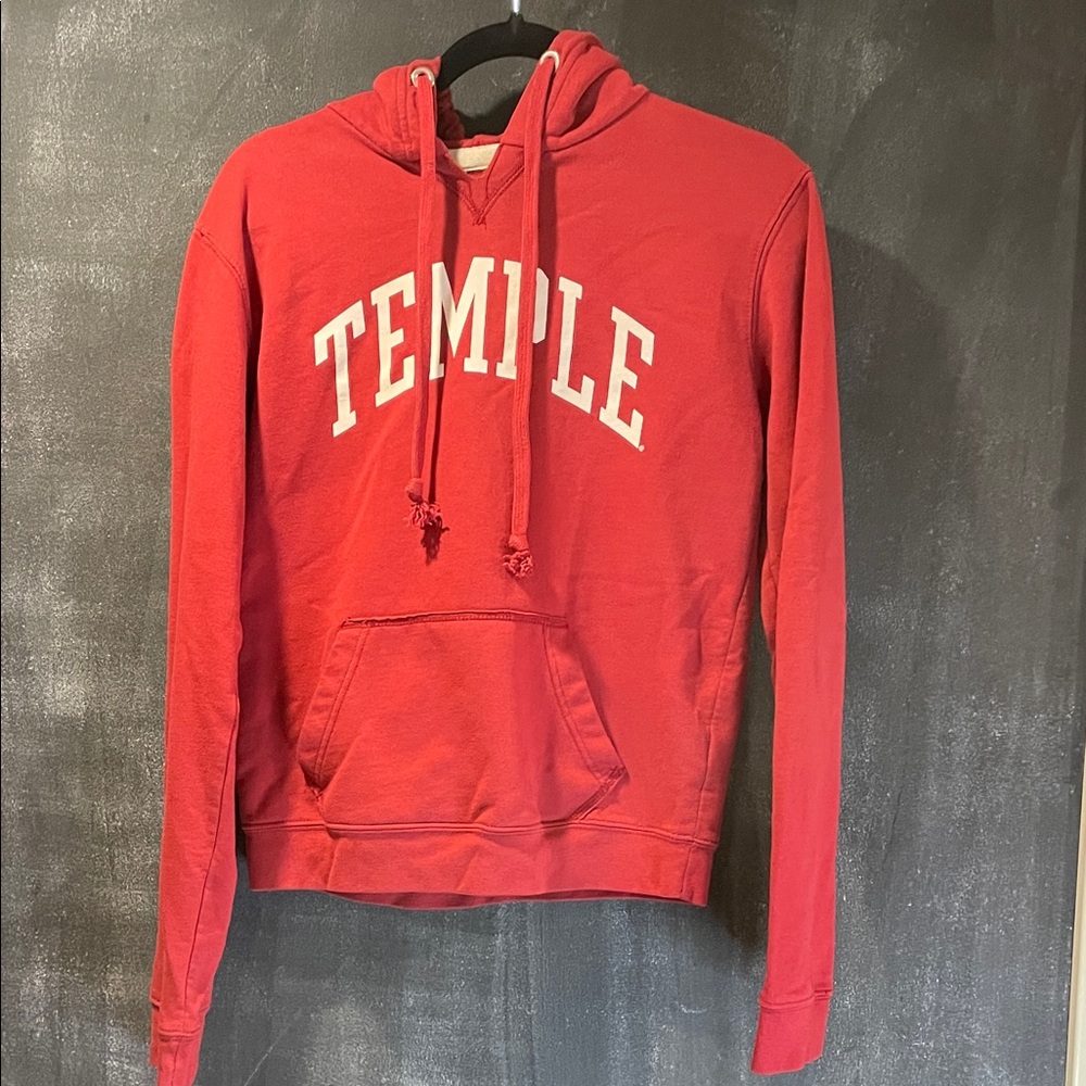 Temple University Red Hoodie Small College Campus Preppy Streetwear Redshirt Sm - Picture 2 of 10